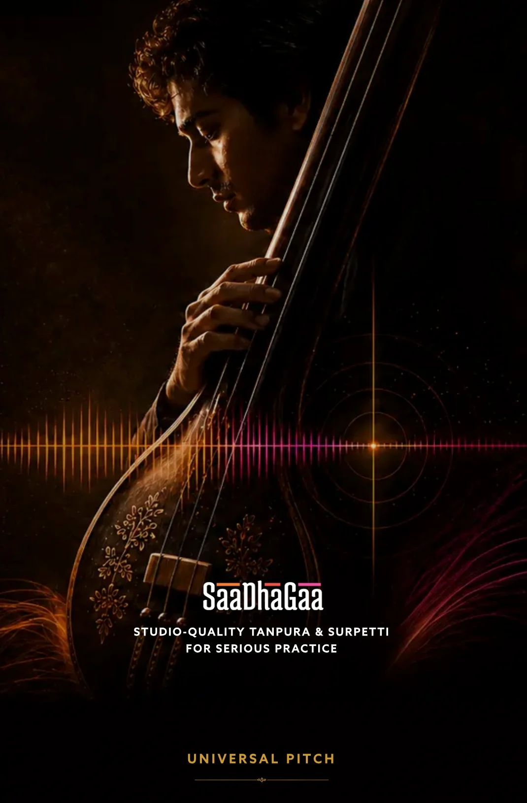 Musician practising with a tanpura